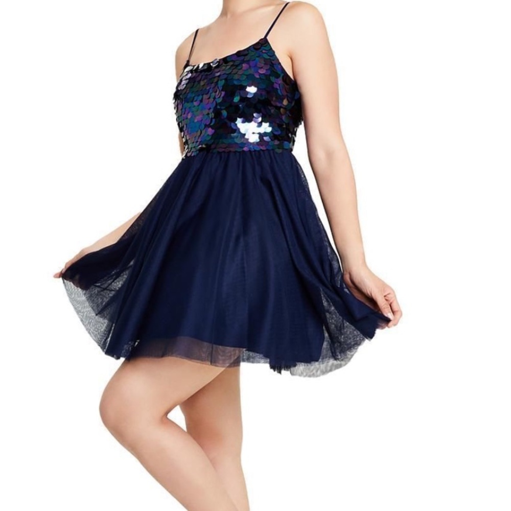 Navy Sequin Dress Prom Party